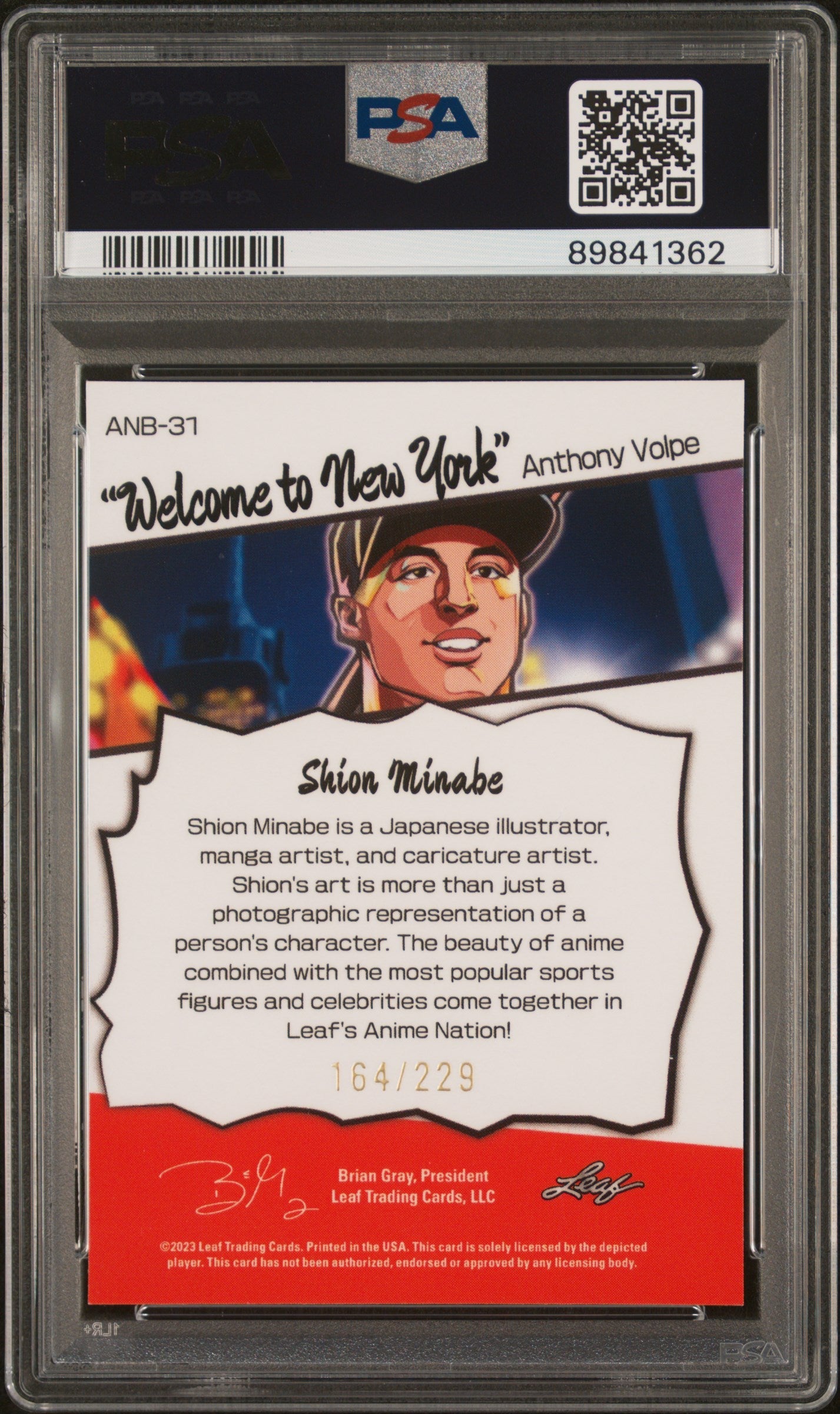 Graded 2023 Leaf Web Exclusives Anthony Volpe #31 Anime Nation #/229 Rookie RC Baseball Card PSA 10 Gem Mint