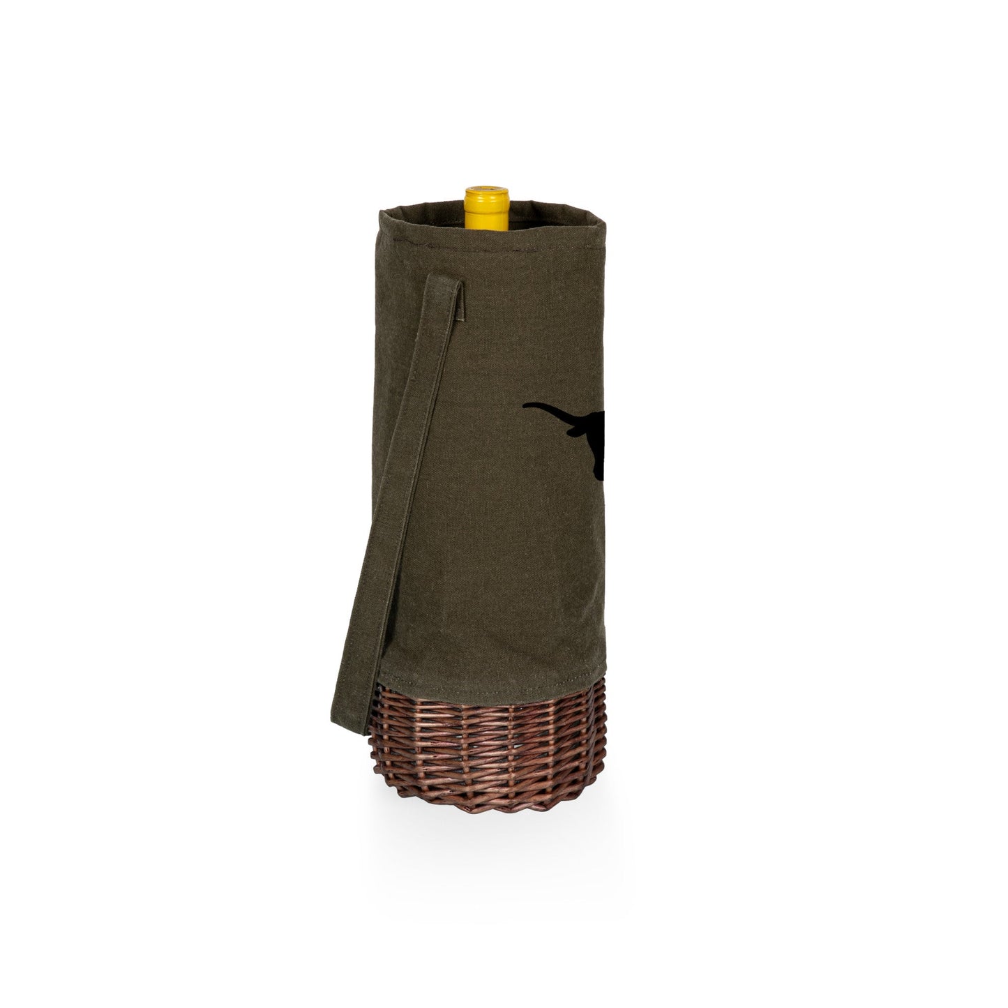 Texas Longhorns - Malbec Insulated Canvas and Willow Wine Bottle Basket