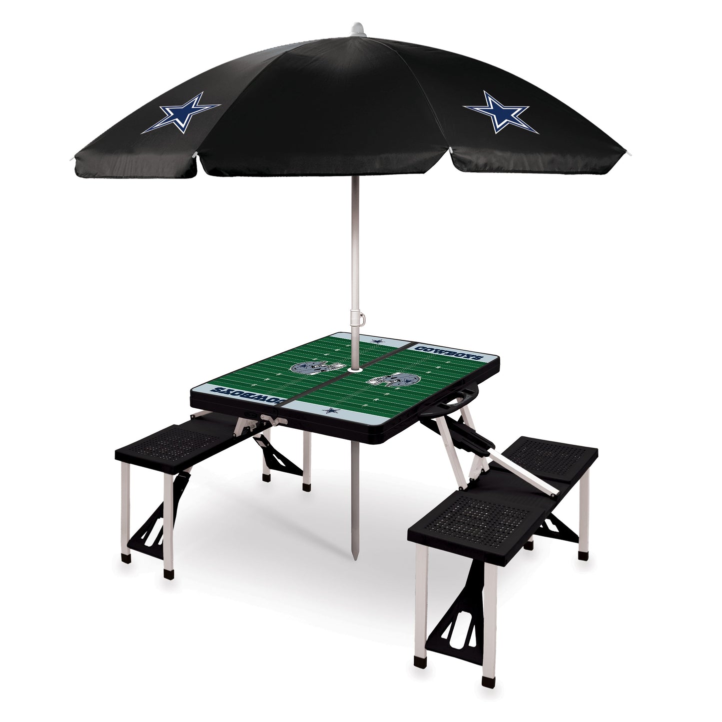 Dallas Cowboys - Picnic Table Portable Folding Table with Seats and Umbrella