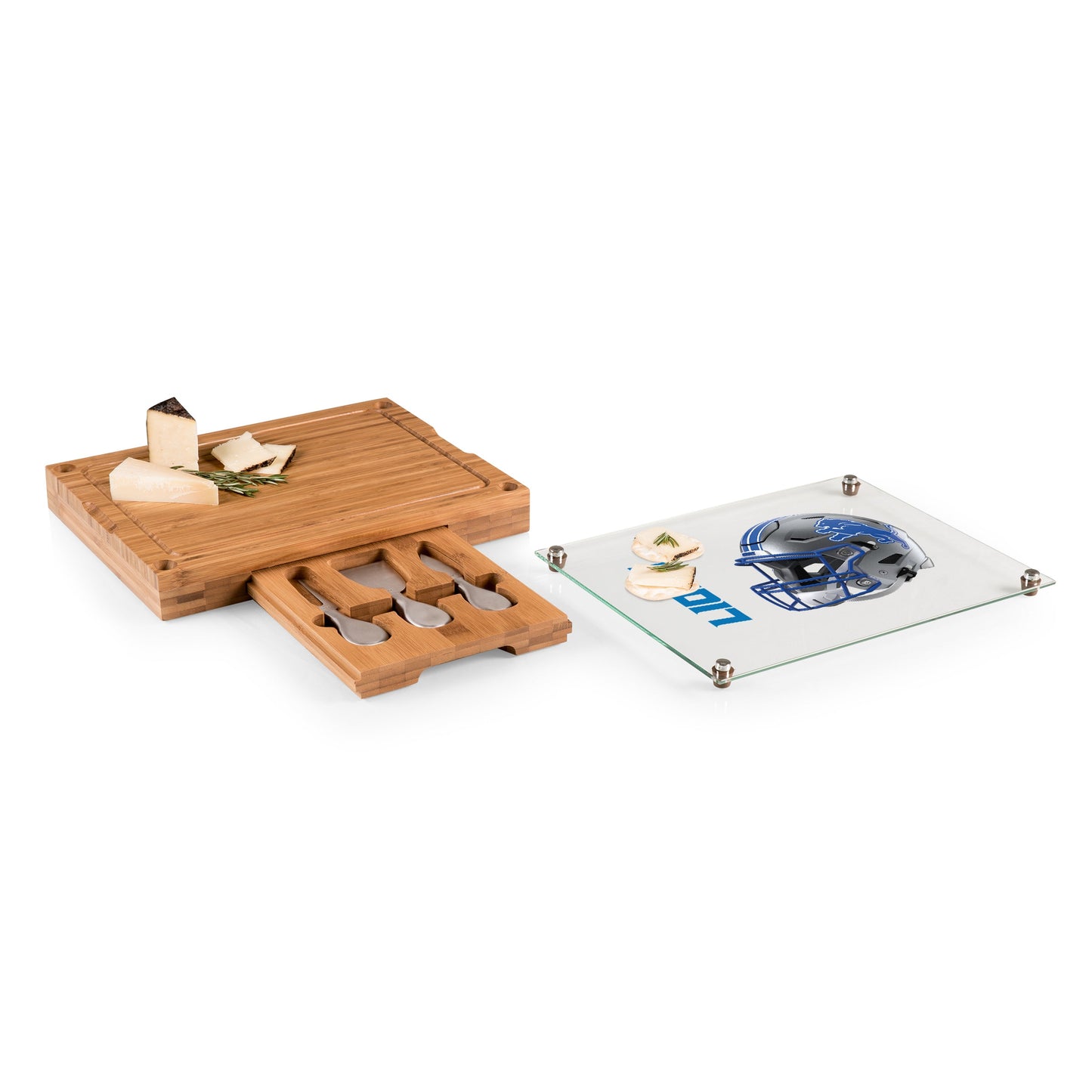 Detroit Lions - Concerto Glass Top Cheese Cutting Board & Tools Set