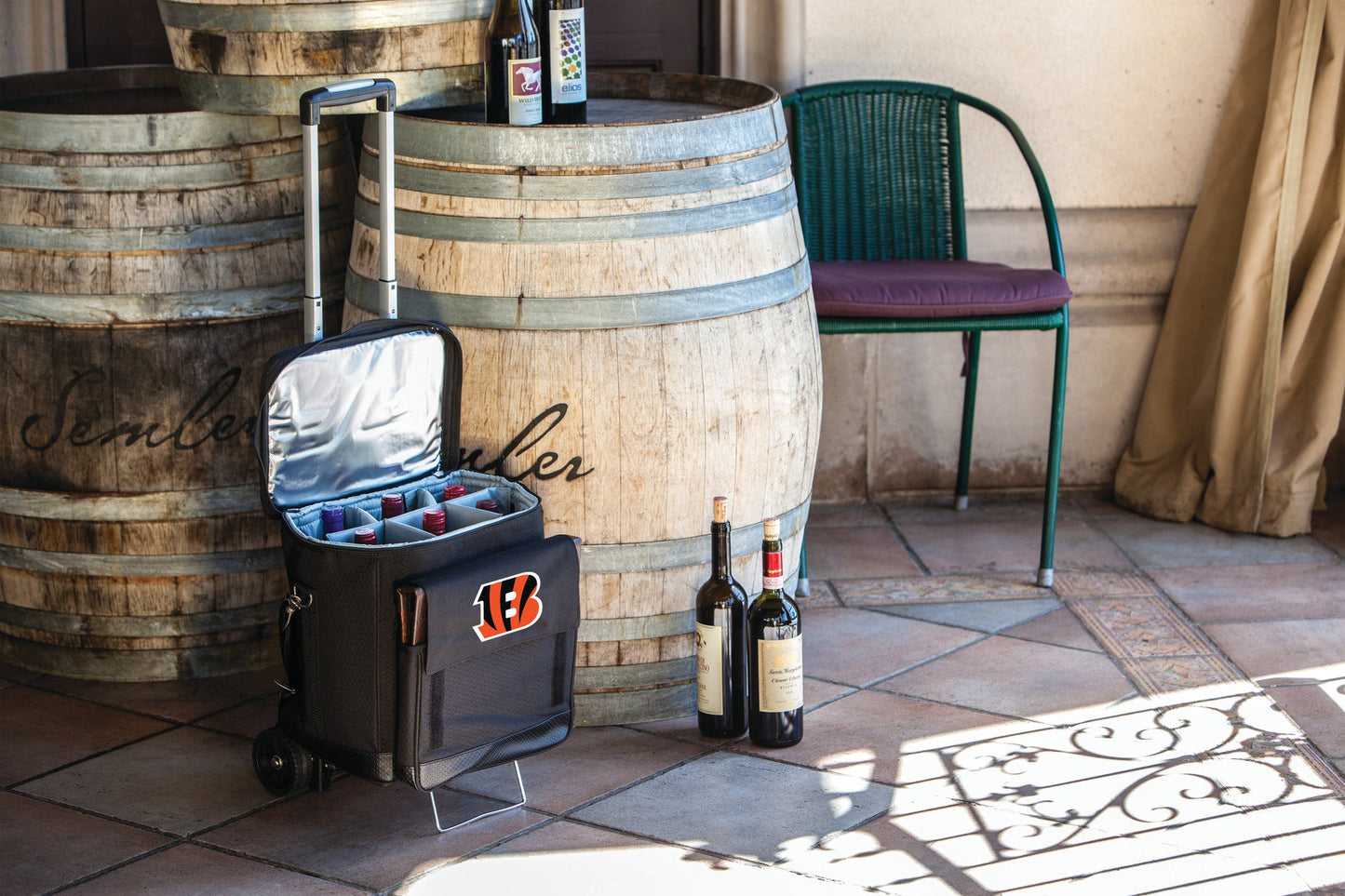 Cincinnati Bengals - Cellar 6-Bottle Wine Carrier & Cooler Tote with Trolley