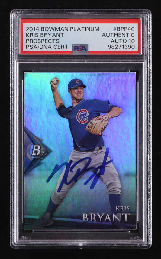 Kris Bryant Signed 2014 Bowman Platinum Prospects #BPP40 RC (PSA | Auto 10) Rookie Card