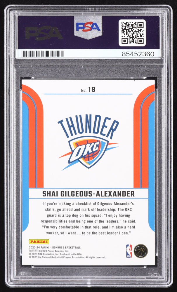 Shai Gilgeous-Alexander Signed 2023-24 Donruss Franchise Features #18 (PSA Authentic)