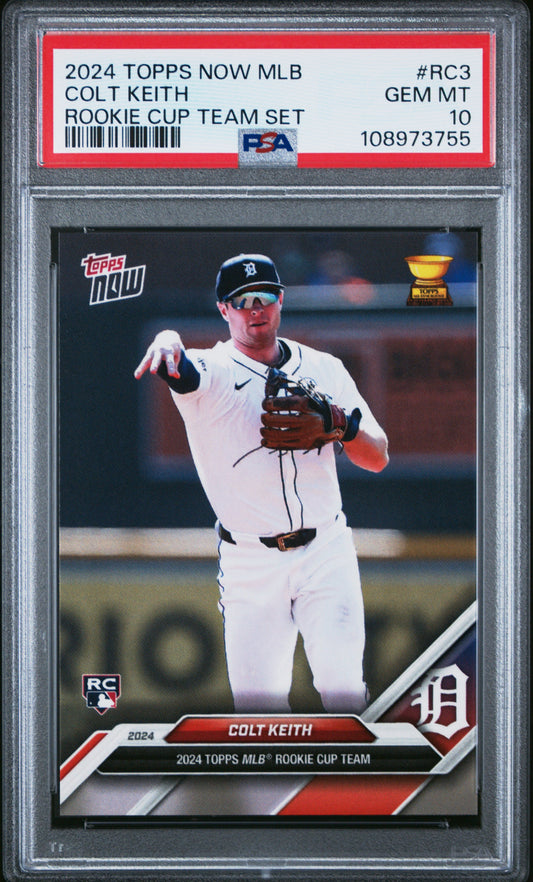 Graded 2024 Topps Now Colt Keith #RC3 Rookie Cup Team Set Rookie RC Baseball Card PSA 10 Gem Mint