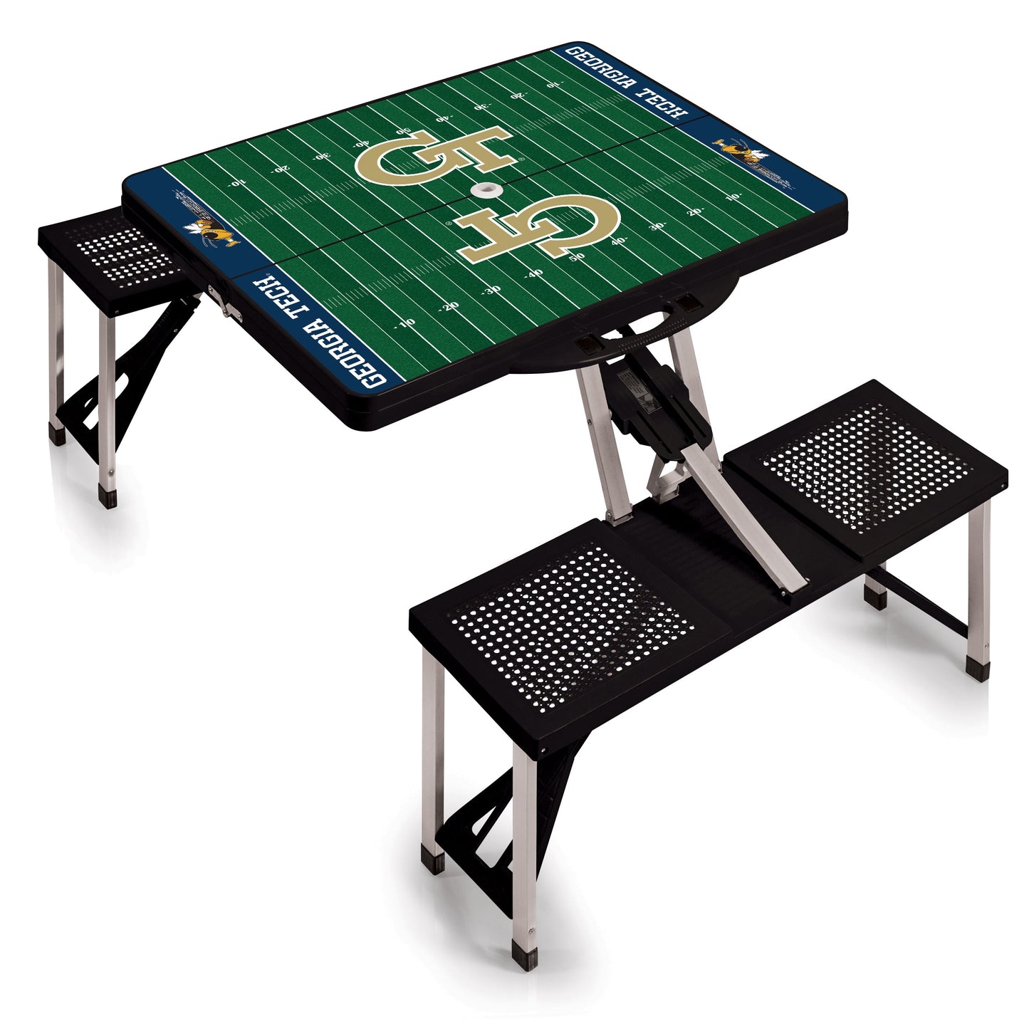 Georgia Tech Yellow Jackets Football Field - Picnic Table Portable Folding Table with Seats