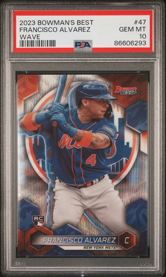 Graded 2023 Topps Bowmans Best Francisco Alvarez #47 Wave Rookie RC Baseball Card PSA 10 Gem Mint