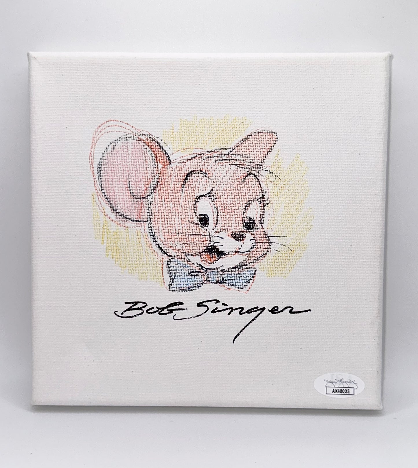 Bob Singer Autographed & Sketched 7x7 Stretched Canvas JSA COA