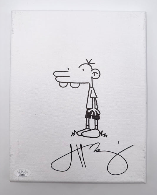 Jeff Kinney Autographed & Sketched 8x10 Canvas Diary Of A Wimpy Kid Manny JSA COA