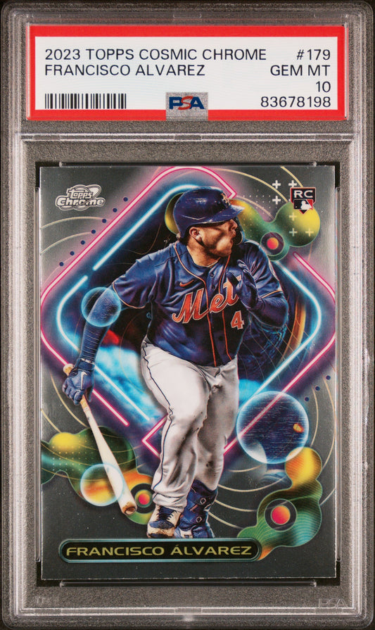 Graded 2023 Topps Cosmic Chrome Francisco Alvarez #179 Rookie RC Baseball Card PSA 10 Gem Mint