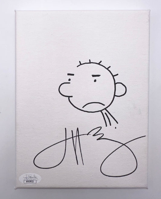 2x Jeff Kinney Autographed & Sketched Canvas Diary Of A Wimpy Kid 2 Canvases