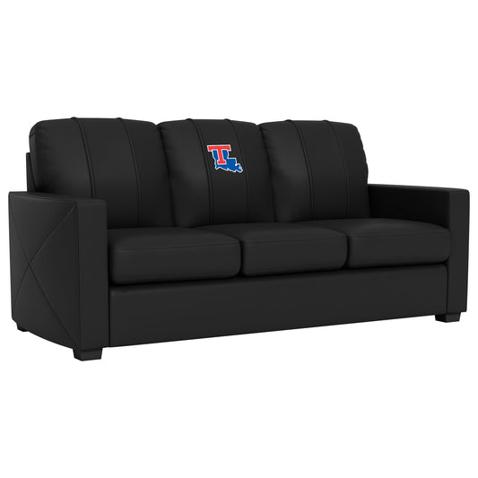 Silver Sofa with Louisiana Tech Bulldogs Logo