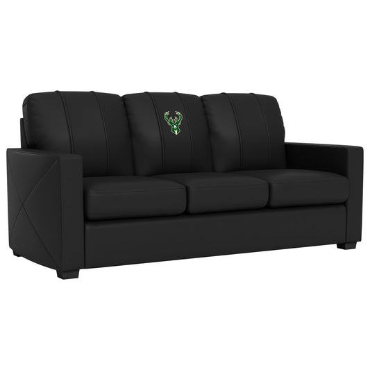 Silver Sofa with Milwaukee Bucks Logo
