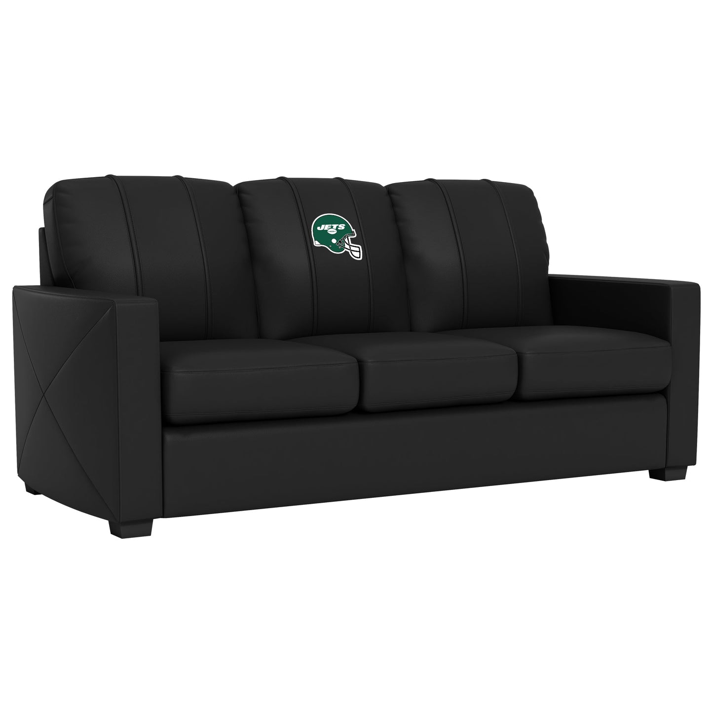 Silver Sofa with  New York Jets Helmet Logo