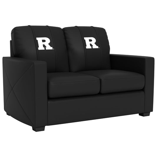 Silver Loveseat with Rutgers Scarlet Knights White Logo
