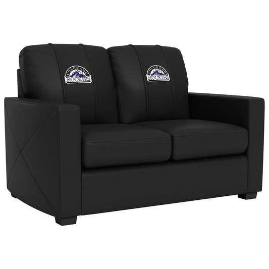 Silver Loveseat with Colorado Rockies Logo
