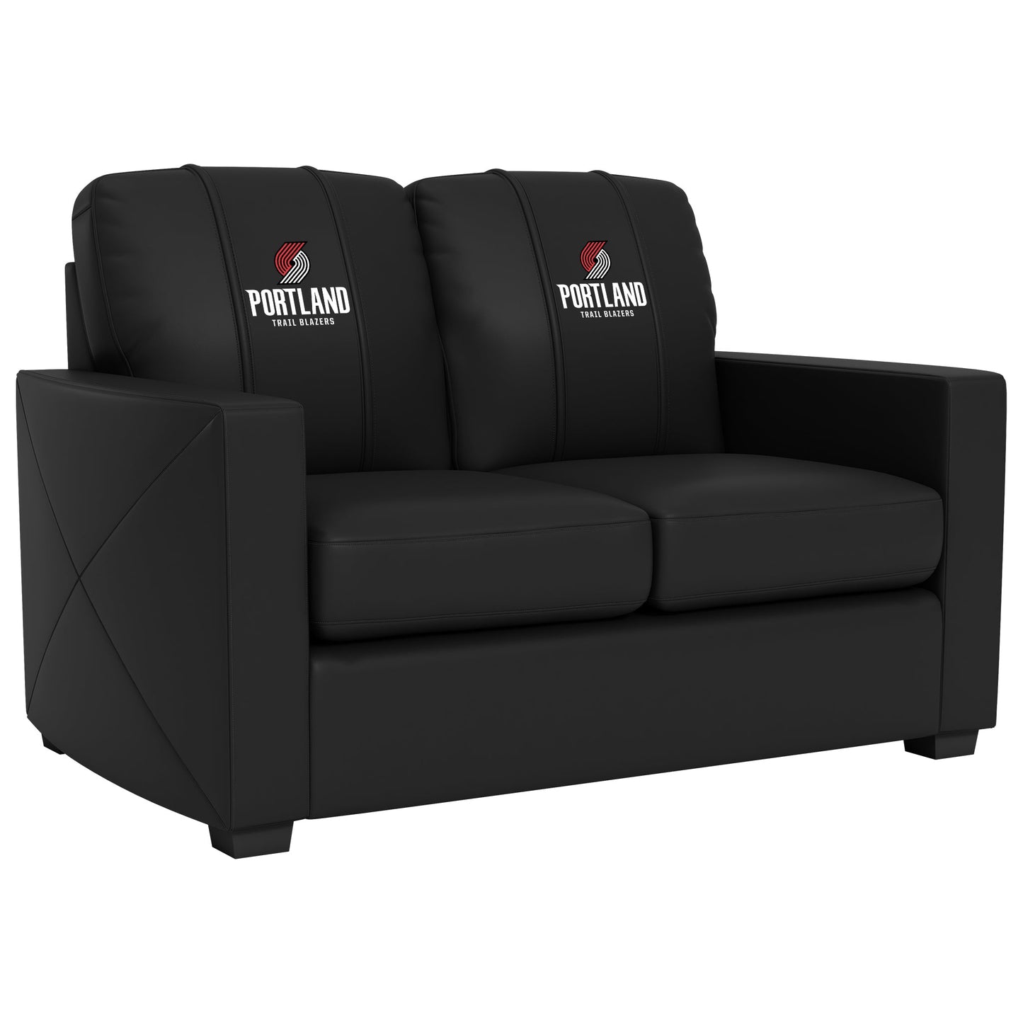 Silver Loveseat with Portland Trailblazers Secondary Logo