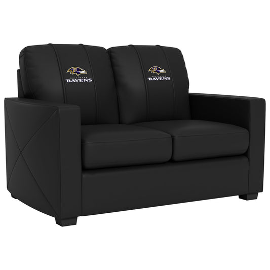 Silver Loveseat with Baltimore Ravens Secondary Logo