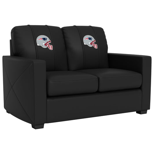 Silver Loveseat with  New England Patriots Helmet Logo