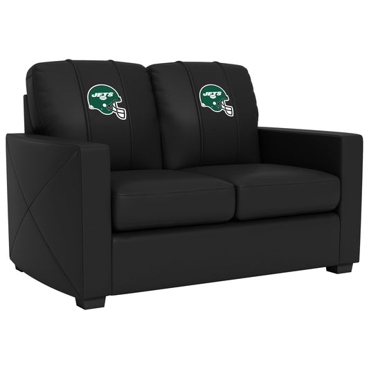 Silver Loveseat with  New York Jets Helmet Logo