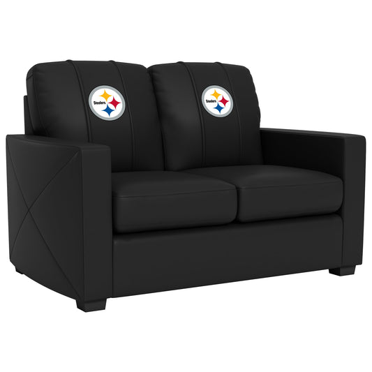Silver Loveseat with  Pittsburgh Steelers Primary Logo