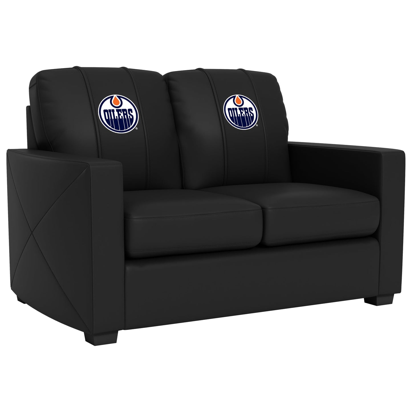 Silver Loveseat with Edmonton Oilers Logo