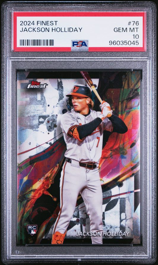 Graded 2024 Topps Finest Jackson Holliday #76 Rookie RC Baseball Card PSA 10 Gem Mint