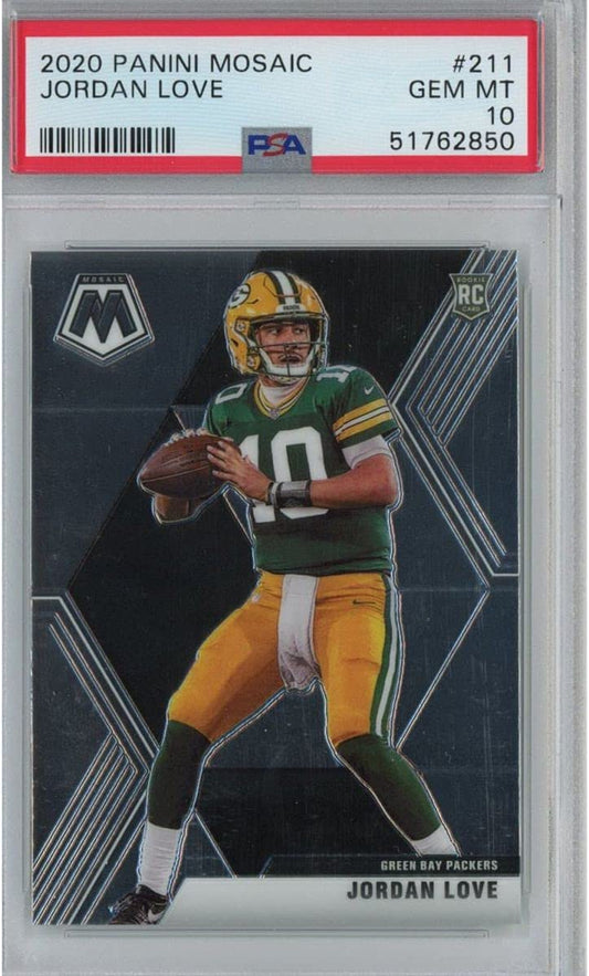 Graded 2020 Panini Mosaic Jordan Love #211 Rookie RC Football Card PSA 10 Gem Mint