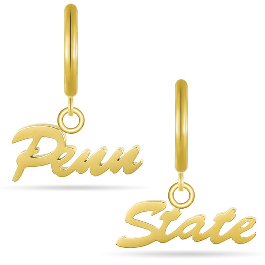 Penn State Script Huggie Hoops - 18K Gold Coat