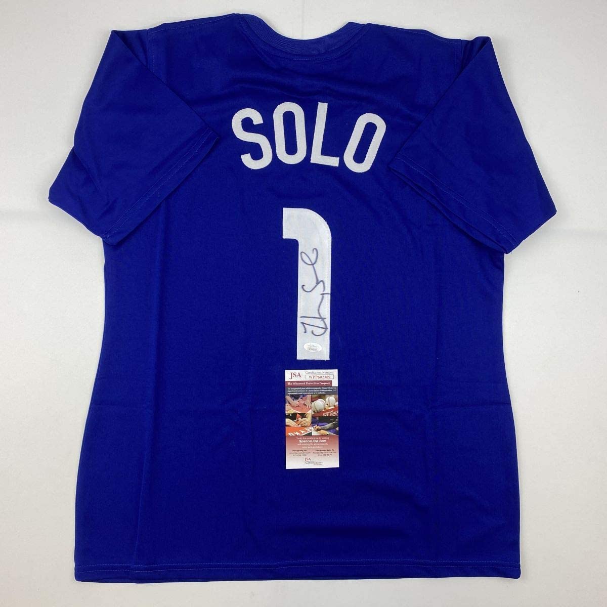 Autographed/Signed Hope Solo Blue Soccer Team USA World Cup Jersey JSA COA