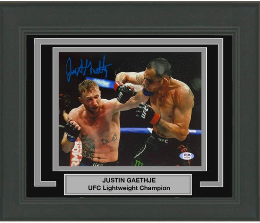 Framed Autographed/Signed Justin Gaethje UFC MMA Fighting 8x10 Photo PSA/DNA COA #2