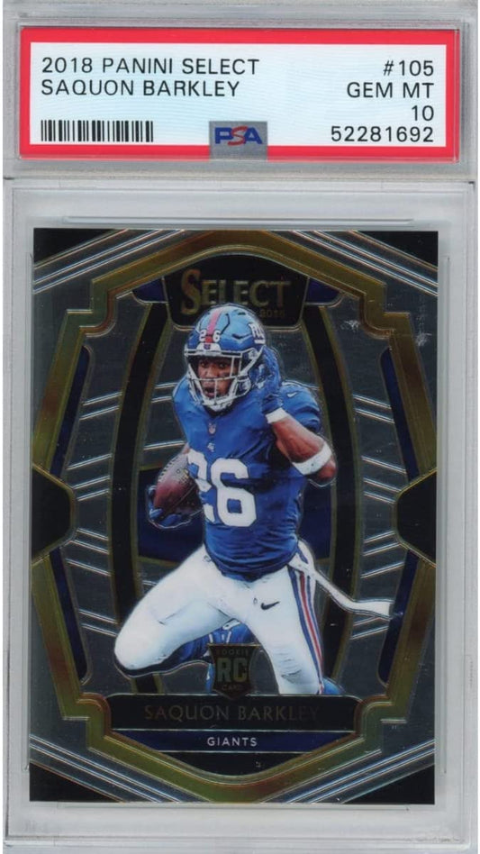 Graded 2018 Panini Select Saquon Barkley #105 Rookie RC Football Card PSA 10 Gem Mint