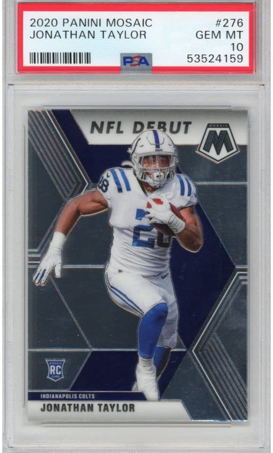 Graded 2020 Panini Mosaic Jonathan Taylor #276 Rookie RC Football Card PSA 10 Gem Mint