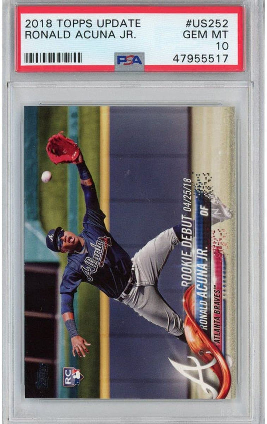 Graded 2018 Topps Update Ronald Acuna Jr. #US252 Rookie RC Baseball Card PSA 10 Gem Mint