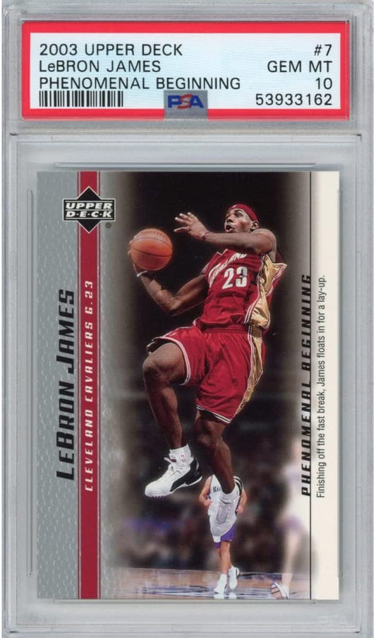 Graded 2003-04 Upper Deck UD LeBron James #7 Phenomenal Beginning Rookie RC Basketball Card PSA 10 Gem Mint