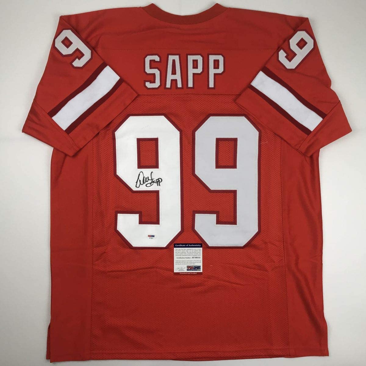 Autographed/Signed Warren Sapp Tampa Bay Orange Retro Football Jersey PSA/DNA COA