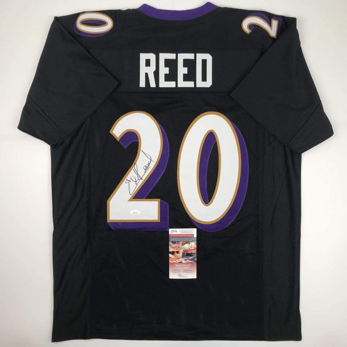 Autographed/Signed Ed Reed Baltimore Black Football Jersey JSA COA
