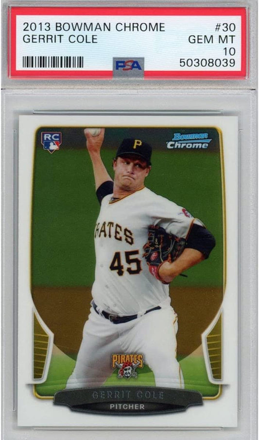 Graded 2013 Bowman Chrome Gerrit Cole #30 Rookie RC Baseball Card PSA 10 Gem Mint