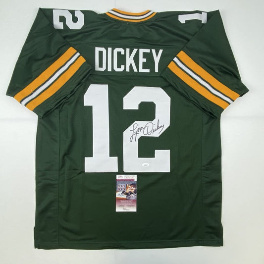 Autographed/Signed Lynn Dickey Green Bay Green Football Jersey JSA COA