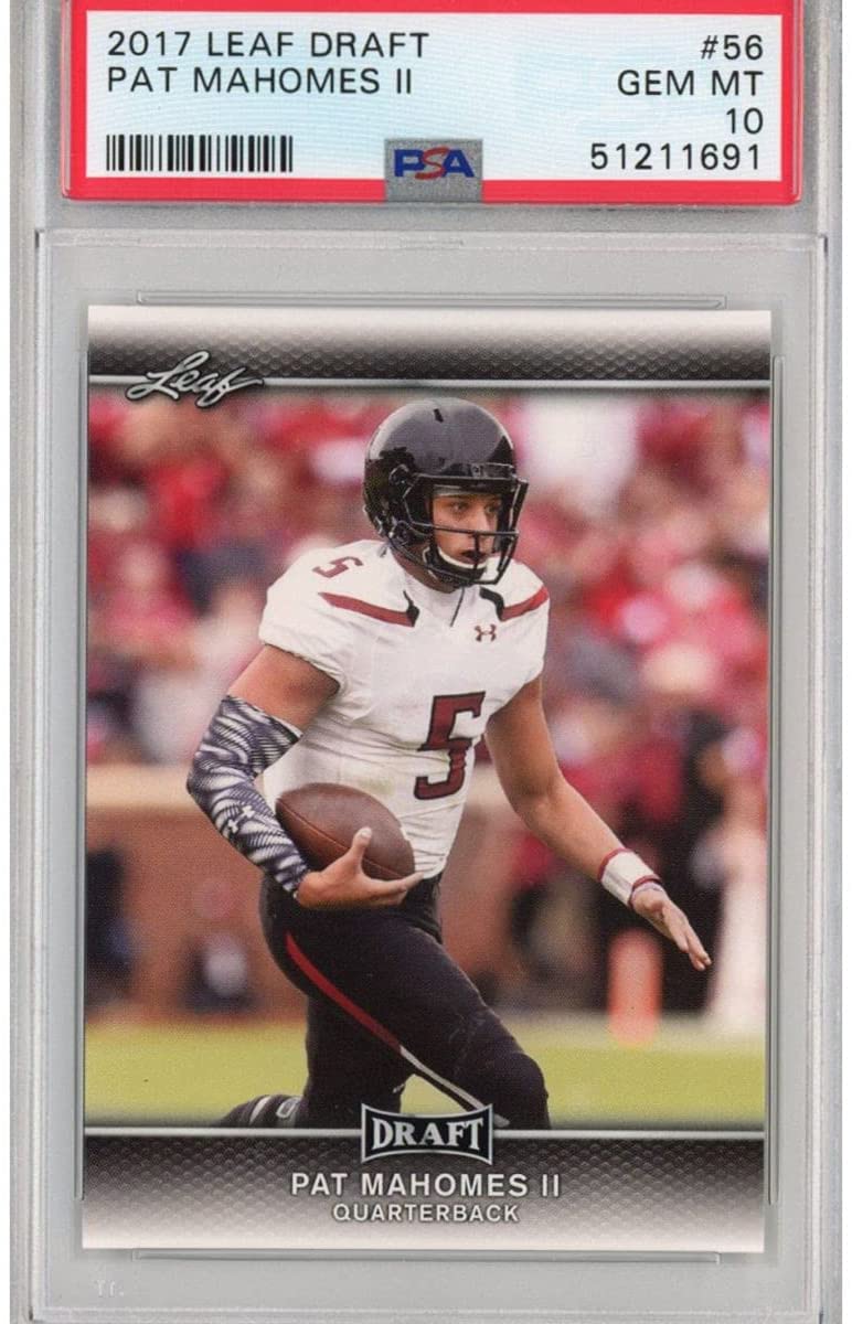 Graded 2017 Leaf Draft Patrick Mahomes II #56 Rookie RC Football Card PSA 10 Gem Mint