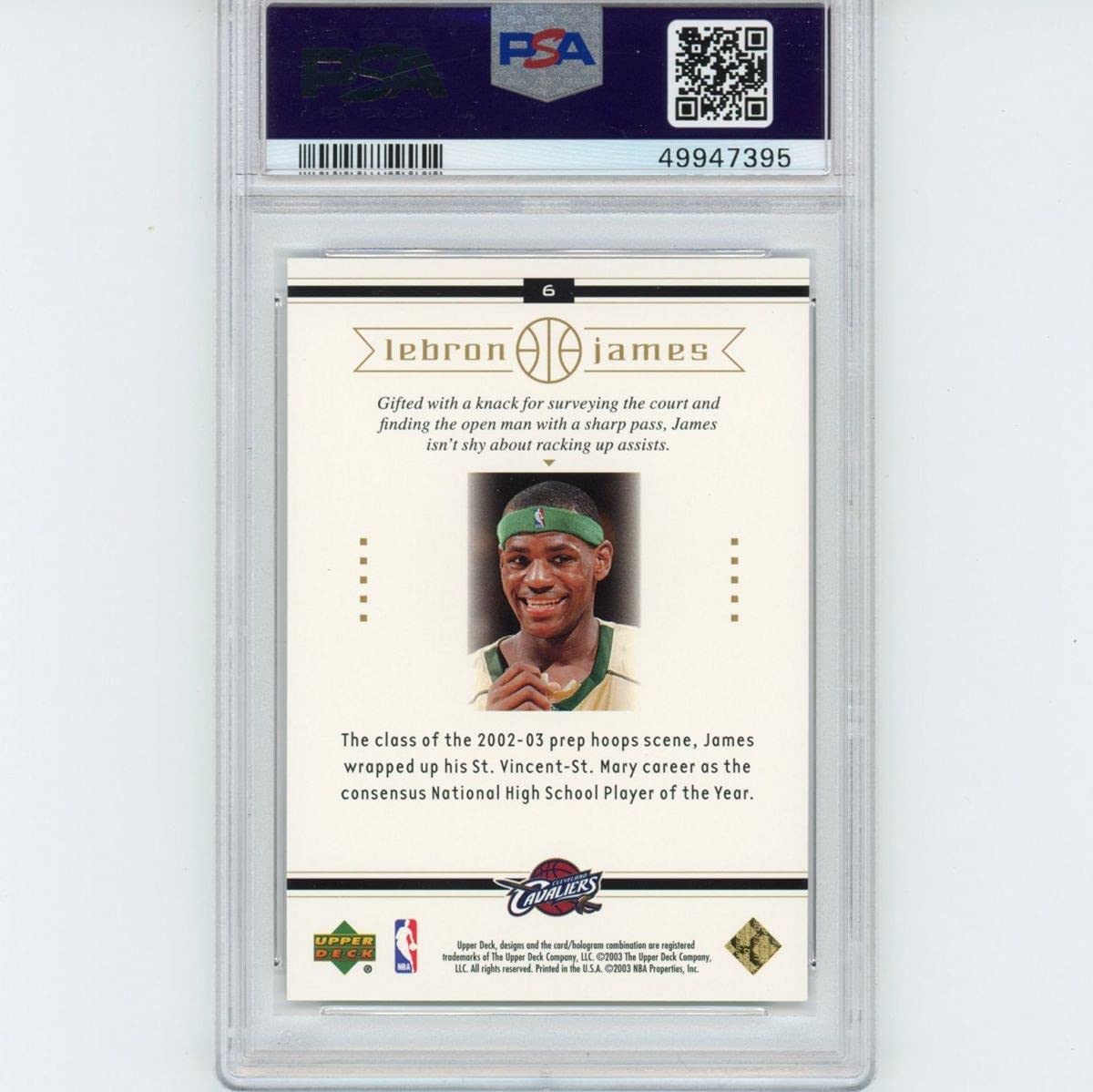 Graded 2003-04 Upper Deck LeBron James #6 Box Set Rookie RC Basketball Card PSA 10 Gem Mint