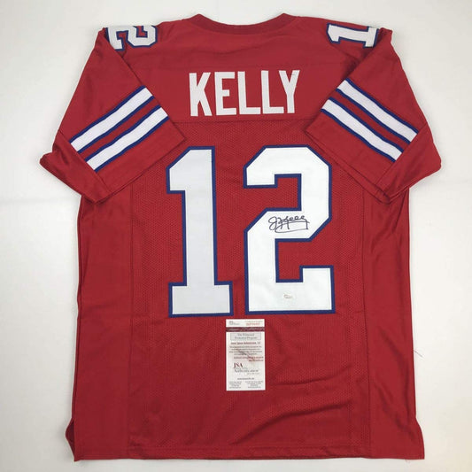 Autographed/Signed Jim Kelly Buffalo Red Football Jersey JSA COA