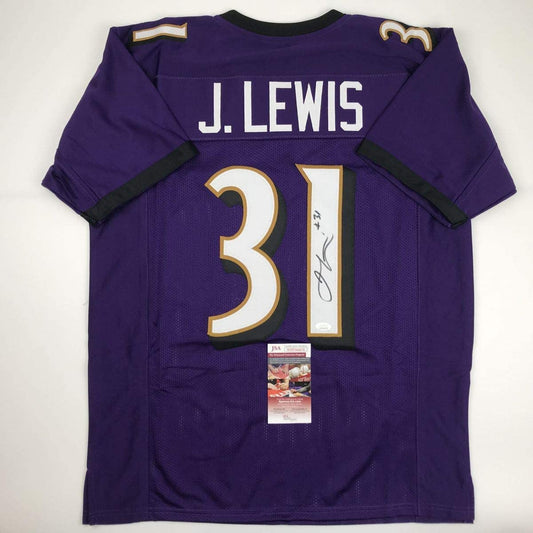 Autographed/Signed Jamal Lewis Baltimore Purple Football Jersey JSA COA