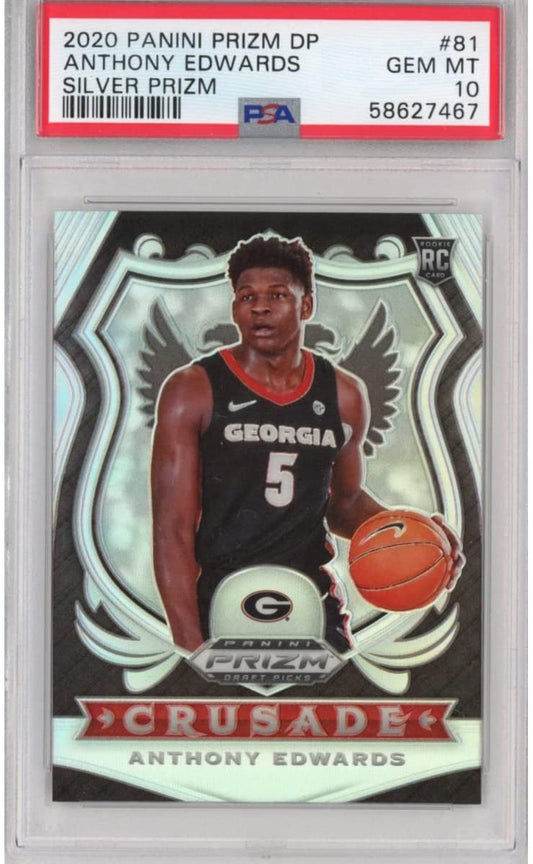 Graded 2020-21 Panini Prizm DP Anthony Edwards #81 Silver Prizm Rookie RC Basketball Card PSA 10 Gem Mint