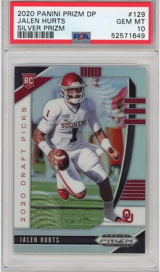 Graded 2020 Panini Prizm Draft Picks DP Jalen Hurts #129 Silver Rookie RC Football Card PSA 10 Gem Mint