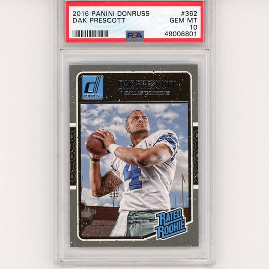 Graded 2016 Panini Donruss Dak Prescott #362 Rookie RC Football Card PSA 10 Gem Mint