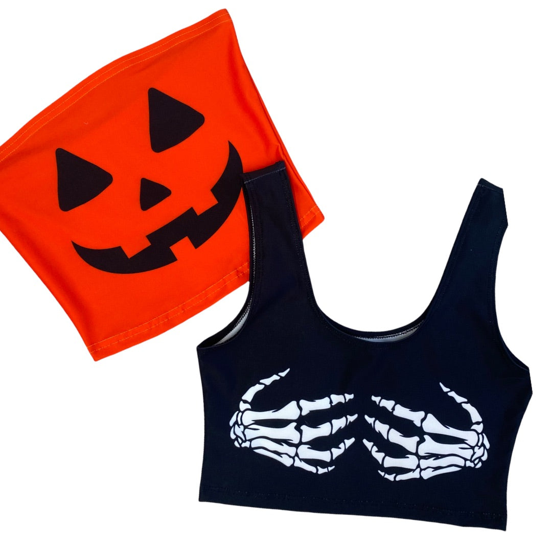 Skeleton Black Crop Tank Top