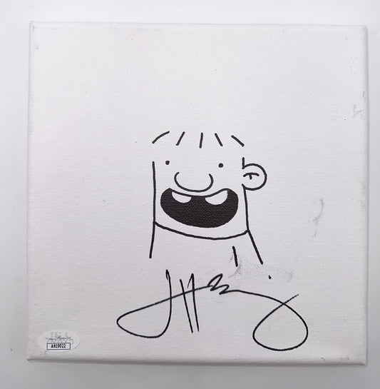 Jeff Kinney Autographed & Sketched 8x8 Canvas Diary Of A Wimpy Kid Rowley JSA COA