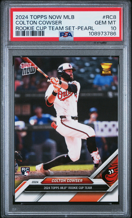 Graded 2024 Topps Now Colton Cowser #RC8 Rookie Cup Team Set Pearl Rookie RC Baseball Card PSA 10 Gem Mint