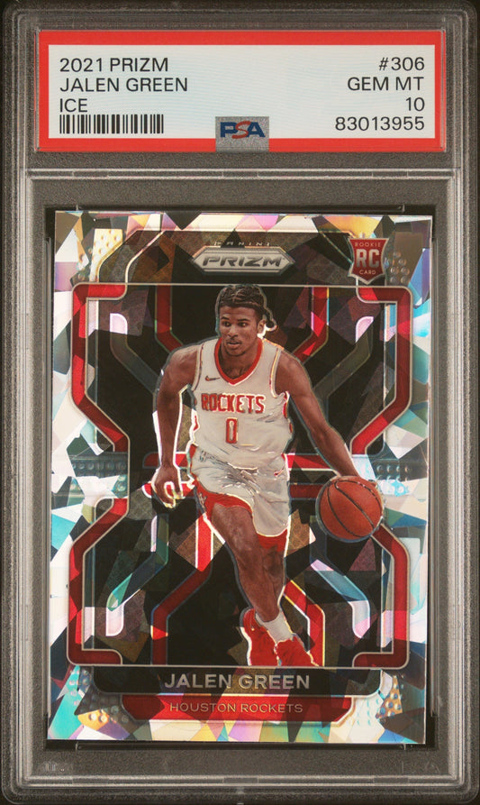 Graded 2021 Panini Prizm Jalen Green #306 Ice Rookie RC Basketball Card PSA 10 Gem Mint