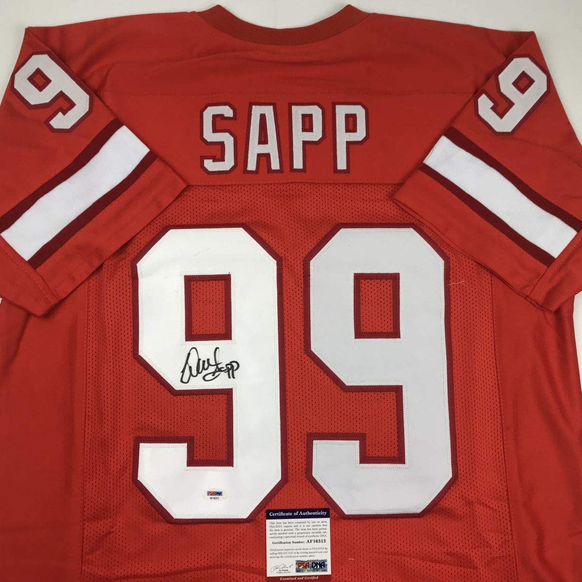 Autographed/Signed Warren Sapp Tampa Bay Orange Retro Football Jersey PSA/DNA COA